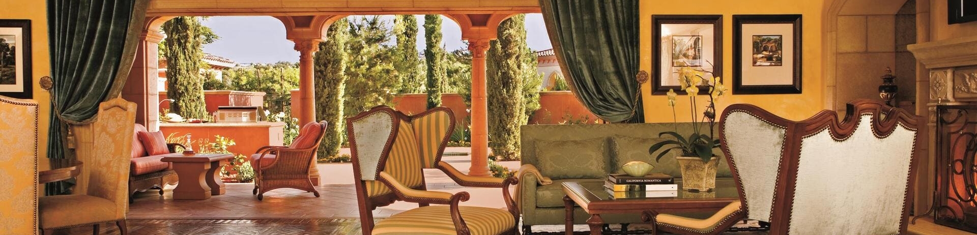 villa living room with view of balcony