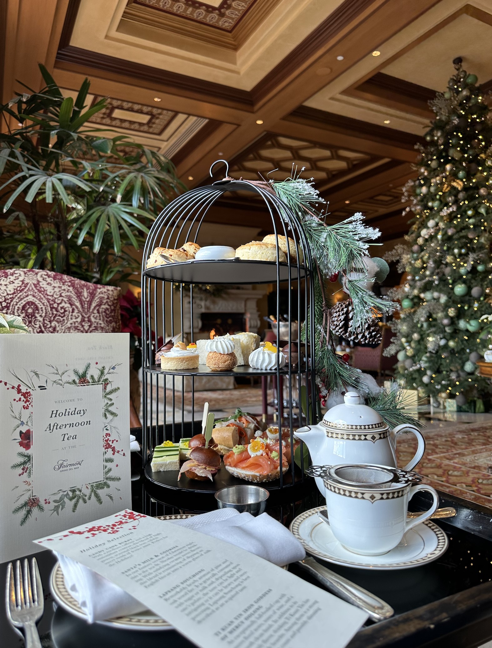 festive holiday afternoon tea at Fairmont Grand Del Mar