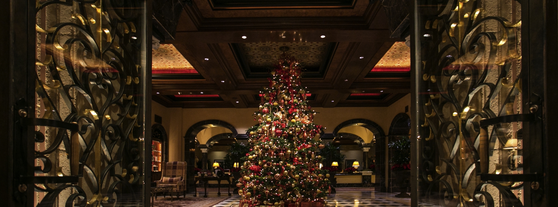 Grand Del Mar hotel lobby during the holidays